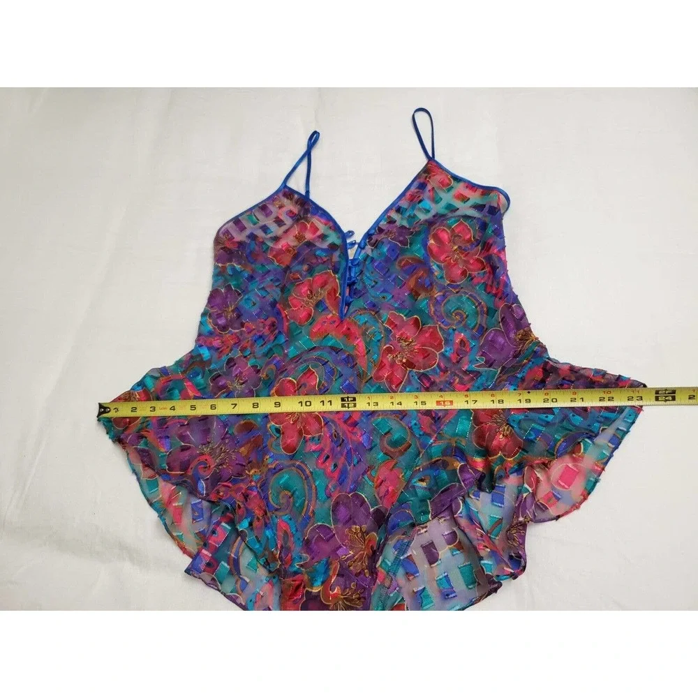 VICTORIA’S SECRET Vintage Gold Label Blue Teddy Bodysuit Romper Size Medium EUC